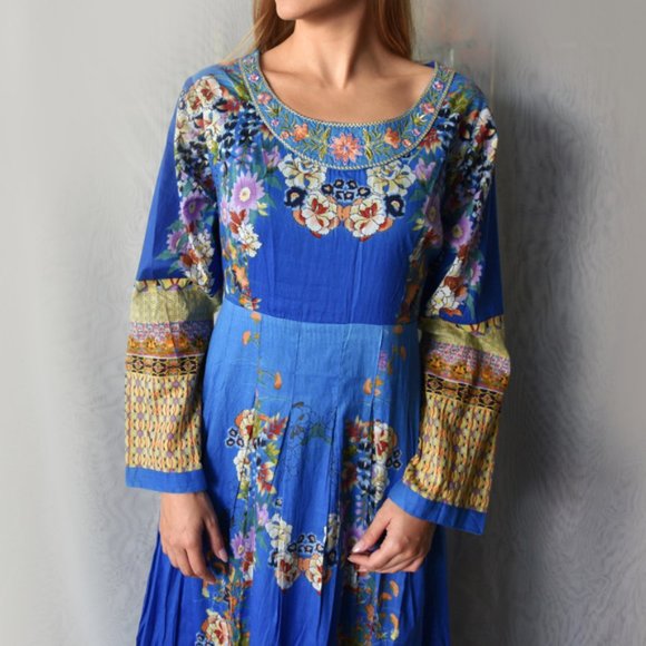 Designer Boho Maxi Dress Iconic IVANA RUZZO Soft Cotton Embroidered Top - Picture 15 of 16